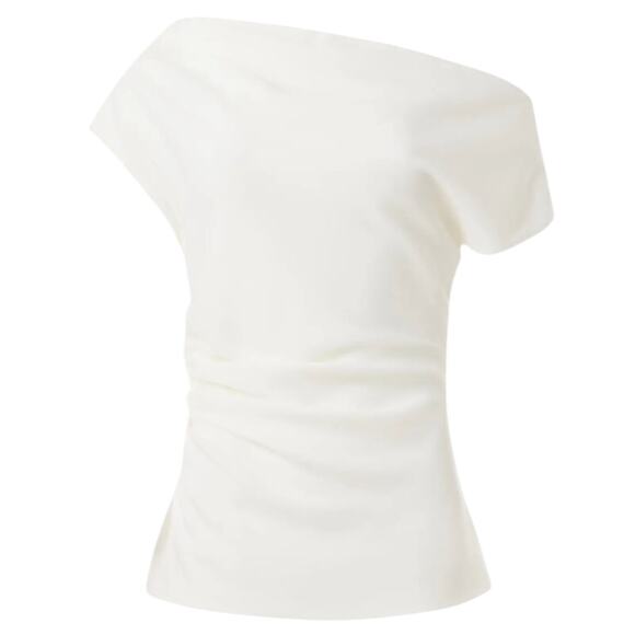 Proenza Schouler White Ruched Top Size 8 Career Off the Shoulder Designer $790 - Picture 4 of 11